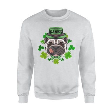 Personalized St. Patrick Gift Idea - Portrait Bulldog With Clover - Standard Crew Neck Sweatshirt